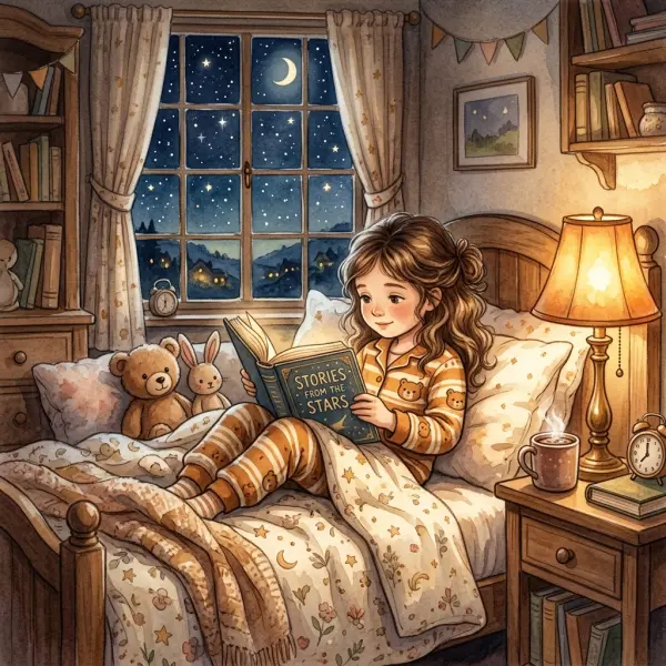 Magical bedtime story illustration